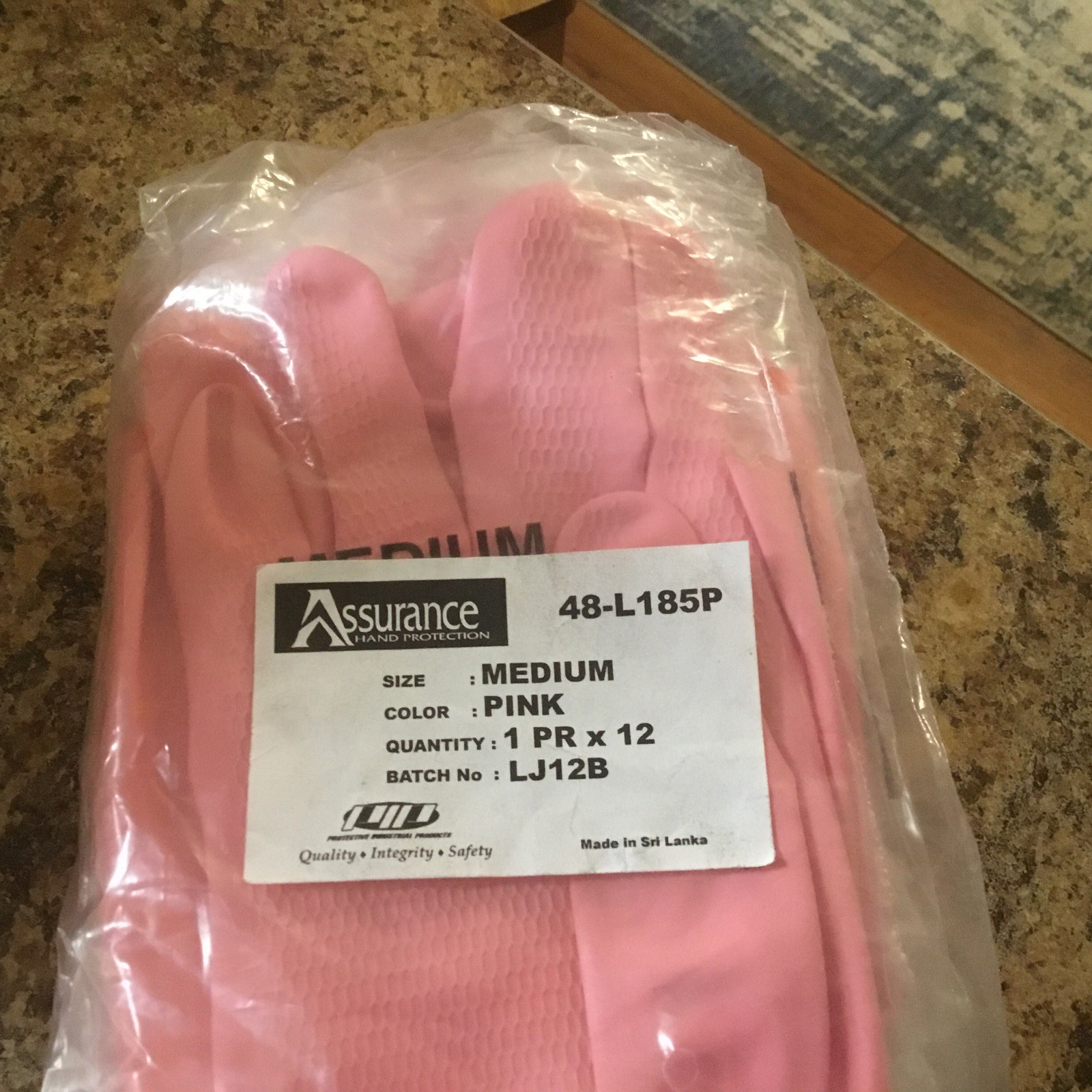 12 Pair PIP 48L185P/Size MED Pink Lined Frocked Latex Gloves Brand New In Bag