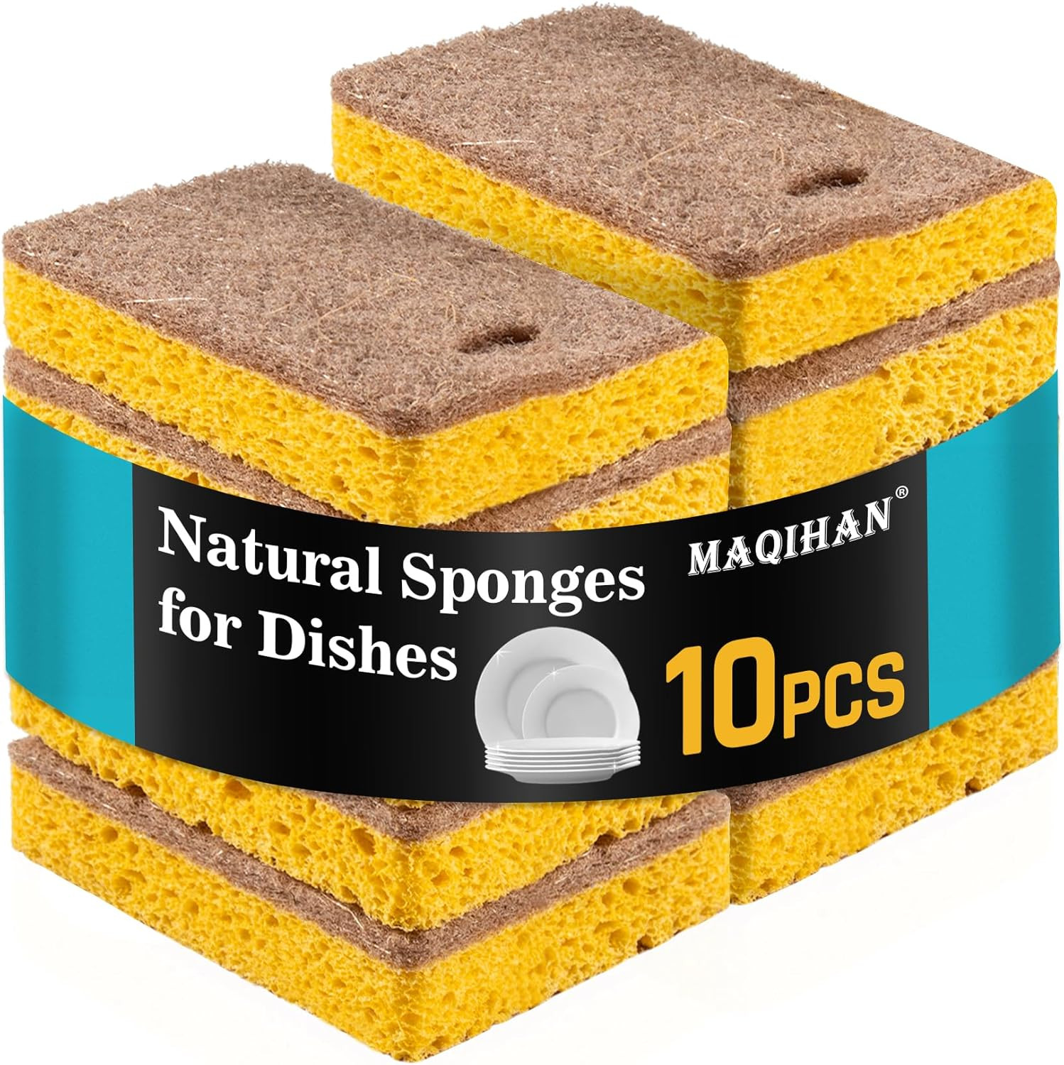 10PCS Natural Sponges for Dishes – Biodegradable Sponges Kitchen Eco Friendly Di