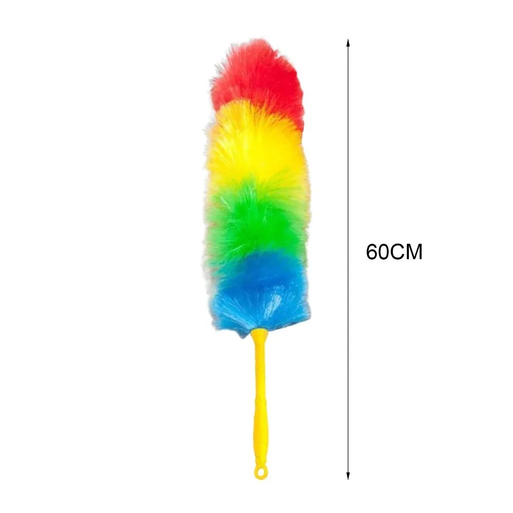 Rainbow Feather Duster Flexible Handle Anti Static Cleaning Brush