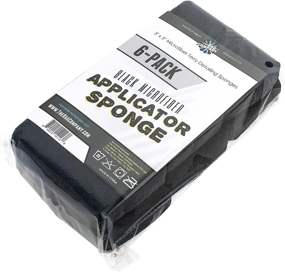 Microfiber Detailing Applicator Sponges 3×5 Inch Black Pack of 6 Durable Vers…
