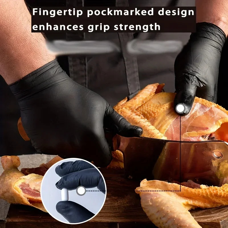 Nitrile Gloves Black Cleaning Household Kitchen Bathroom Dishwashing 100PCS