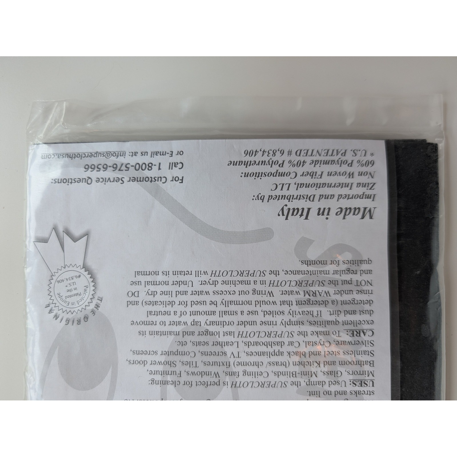 Supercloth European Cleaning Secret 4 Pack Black Made in Italy High Use Fiber