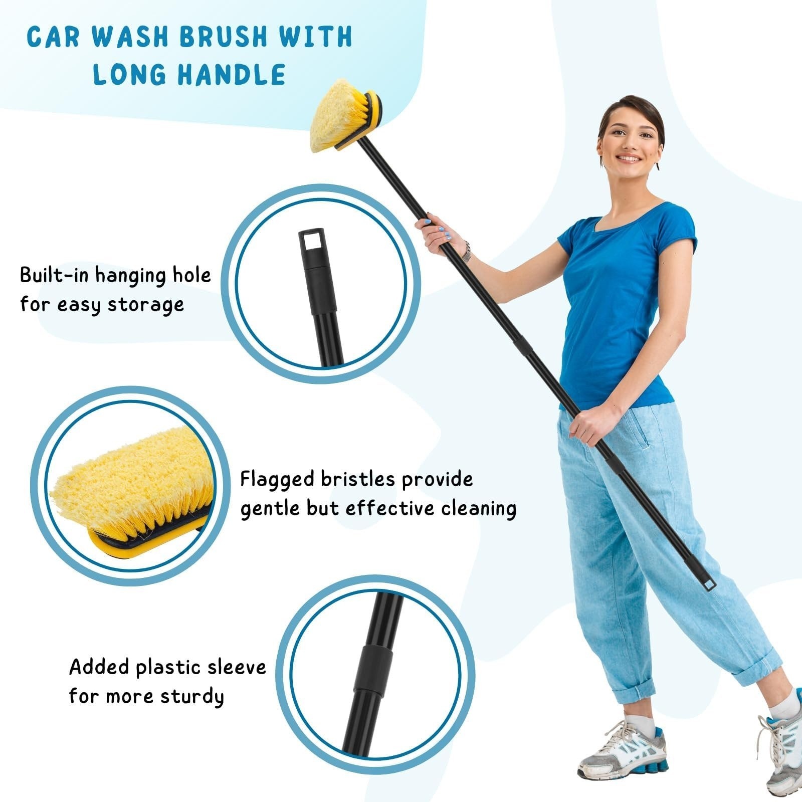 Exterior Vehicle Washing Wand Broom Cleaner Tool Solar Panel Window Scrub Kit US