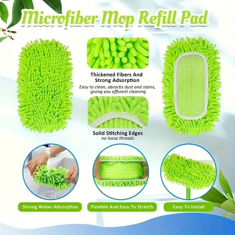 6Pcs Reusable Microfiber Mop Pads For Swiffer Sweeper Wet & Dry Flat mop Cover