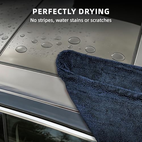 2-Pack 24″ x 36″ 11.8″ x 11.8″ Twisted-Loop Car Drying Towel 1500GSM