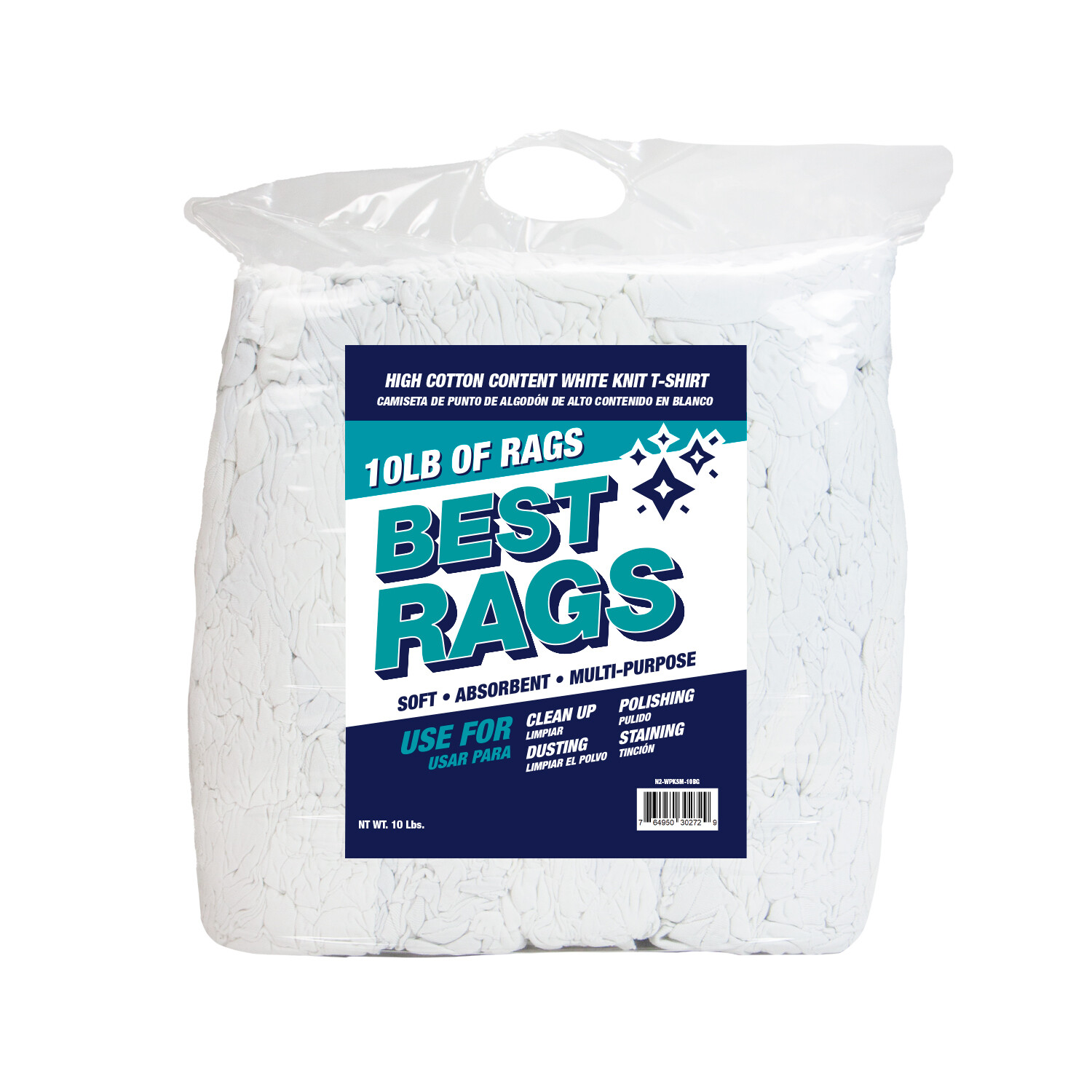 White Knit Cleaning Rags – Premium T-Shirt Absorbent Multipurpose, Size Options