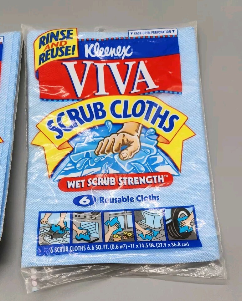 Kleenex Viva Scrub Cloths Reusable Cleaning 2 Packs Lot of 10 See Description