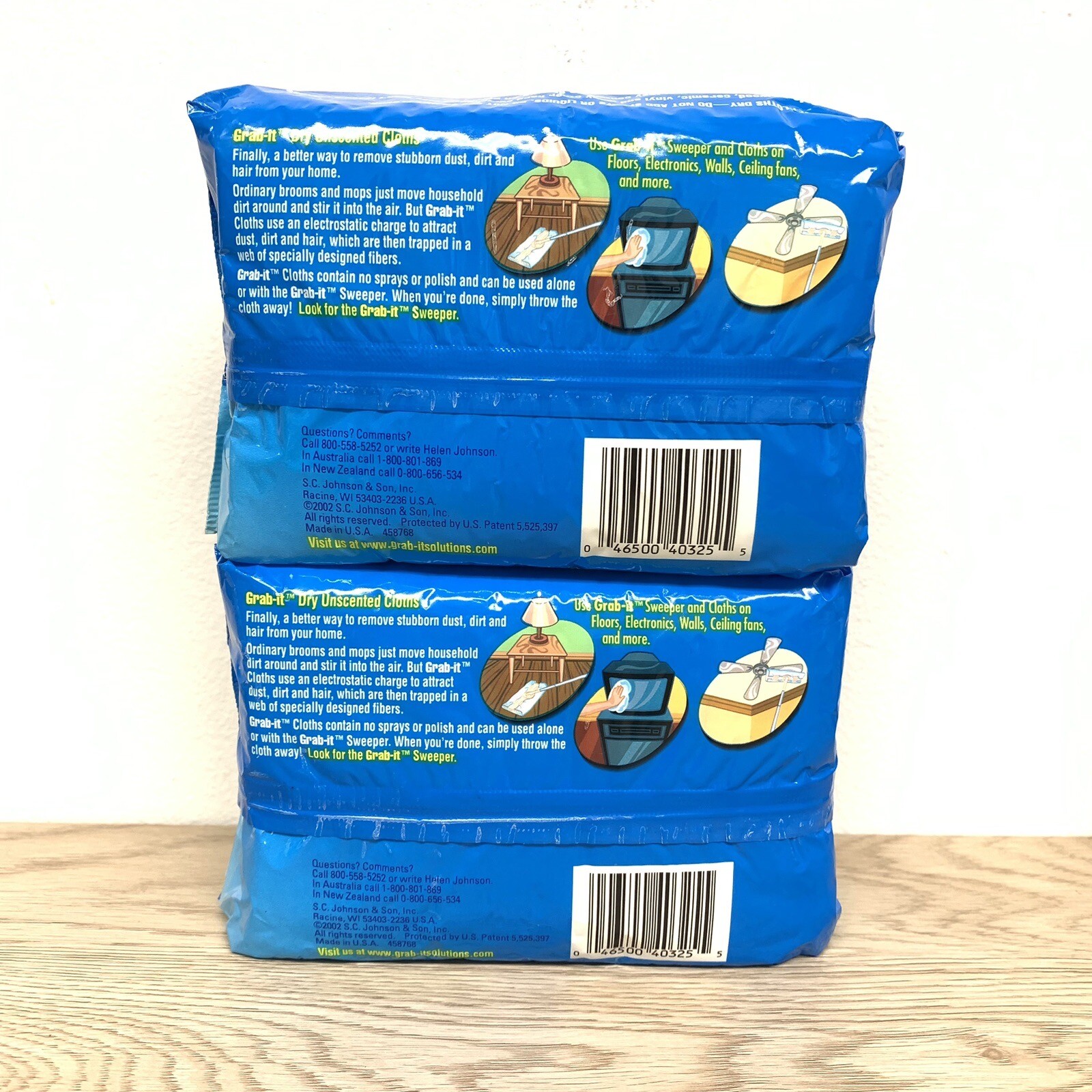 2 Grab-It Dry Cloths Unscented 20 pack, 40 total Sweeper Dusting Disposable OPEN