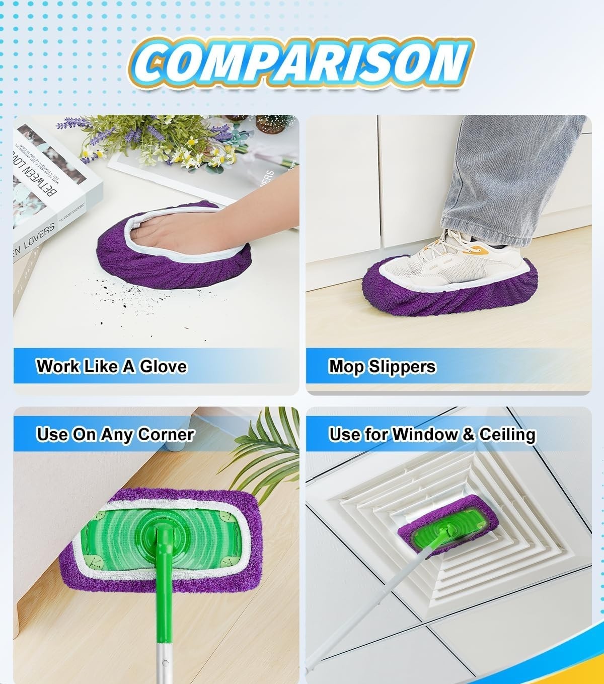 8 Panos De Microfibra Reutilizables Lavables Compatibles Con Mopa Suelos NEW US.