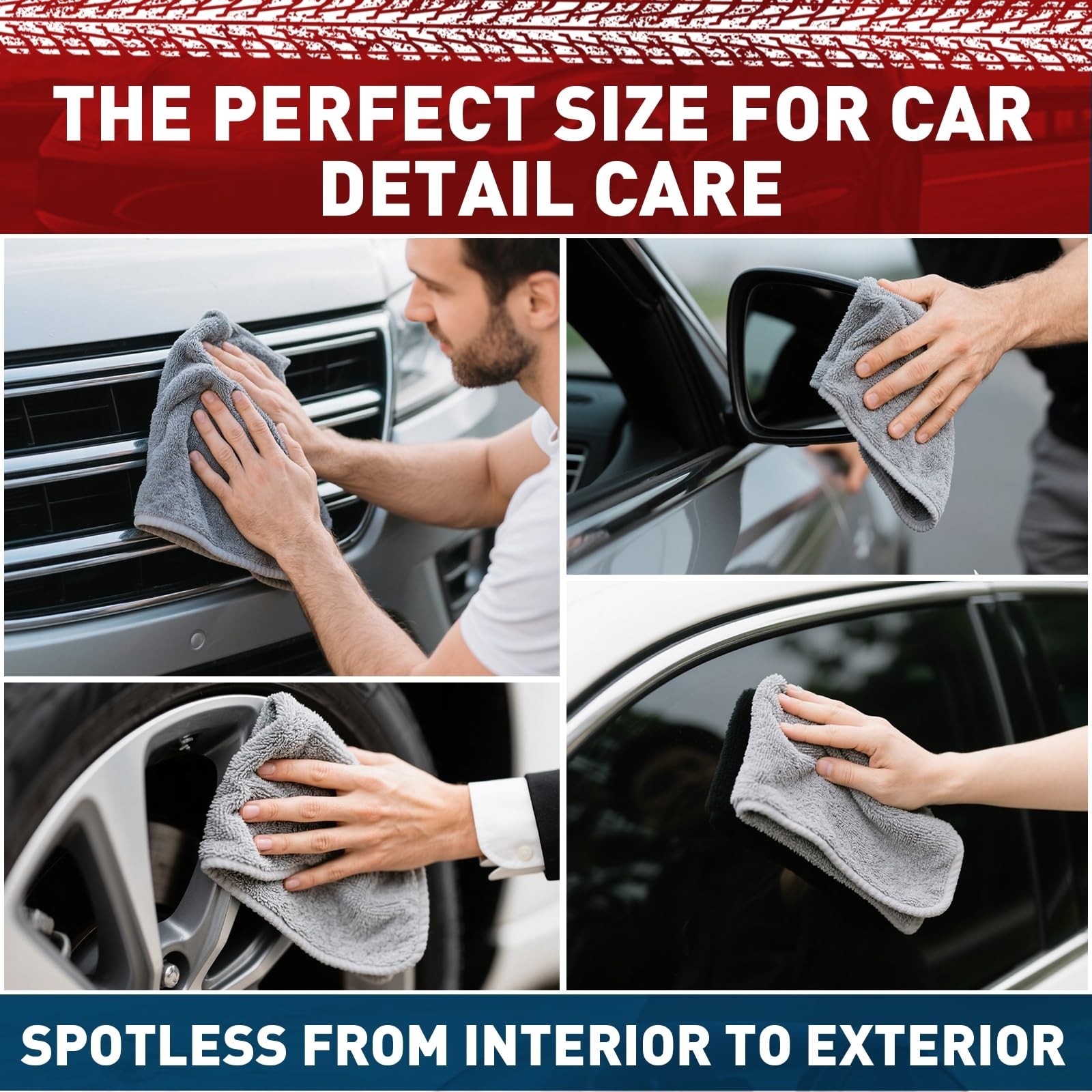 Microfiber Cleaning Cloths Bulk-15 Pack, Gray Microfiber Towels for Cars, Ultra
