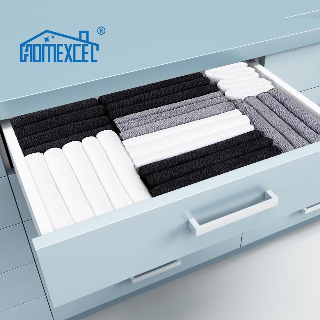 HOMEXCEL Black Microfiber Cleaning Cloth, 12 Pack Premium Microfiber Towels