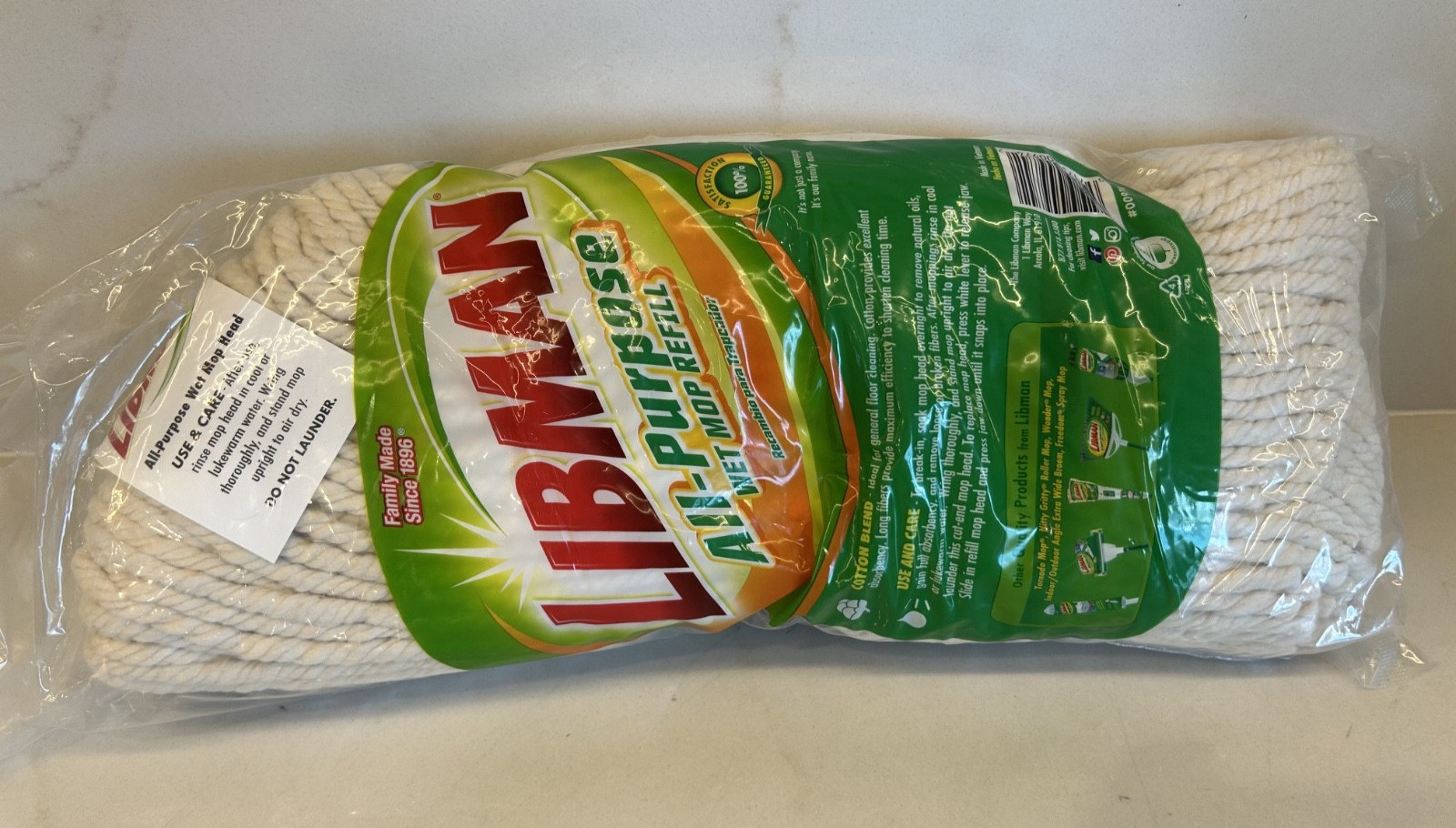 Libman #16 All-Purpose Cotton Blend Wet Mop Refill Extra Absorbent Twisted Yarn