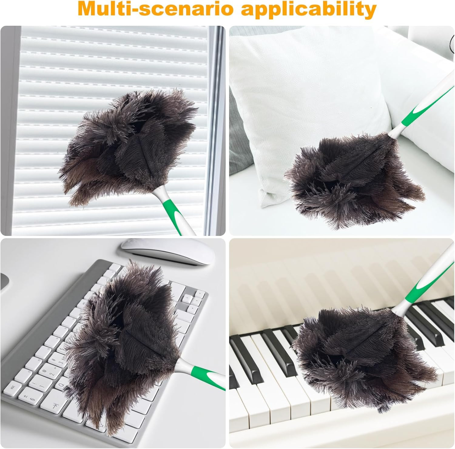 Ostrich Feather Duster 16 Inch Scratch Free Natural Dusting Cleaner