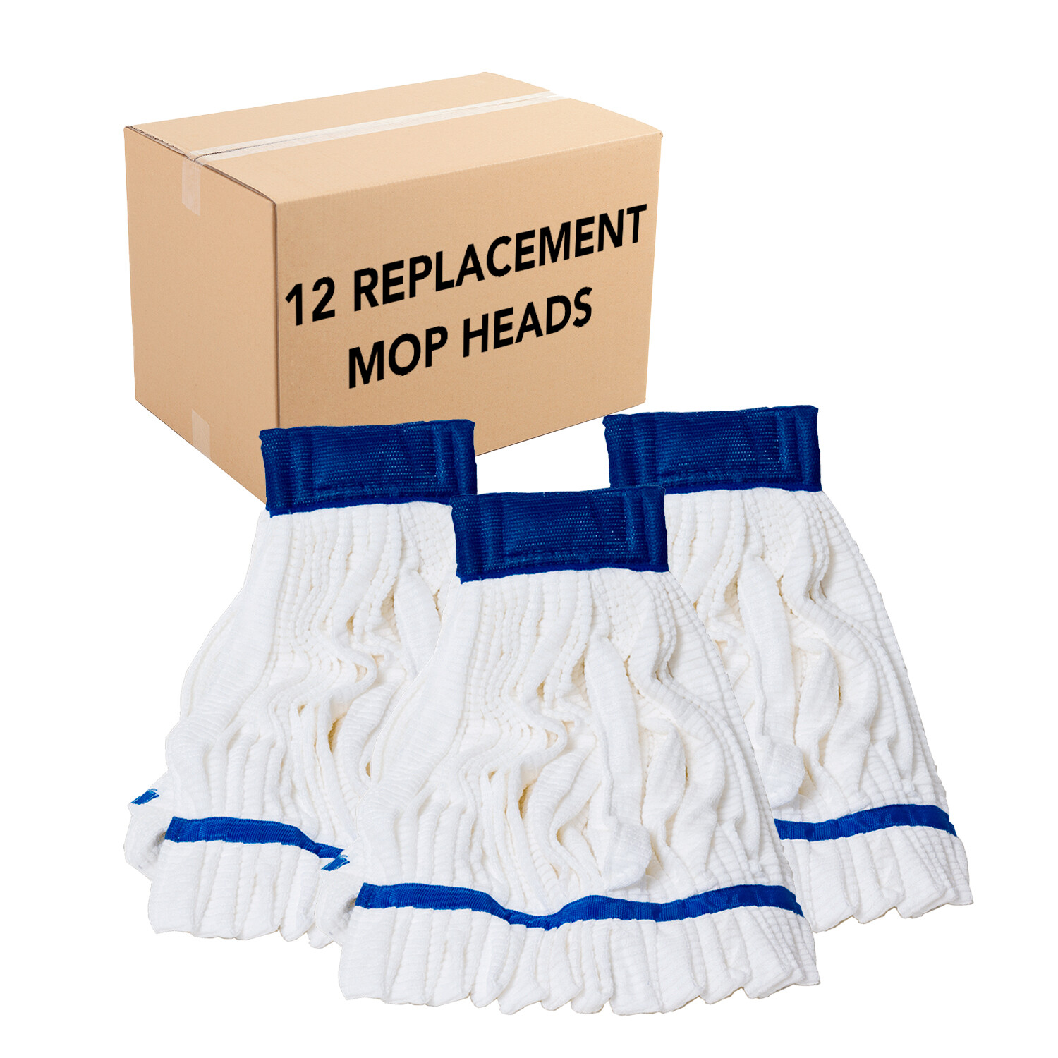 Tube Mop Heads, Wholesale Case of 12 Microfiber Commercial Mop Replacement Heads