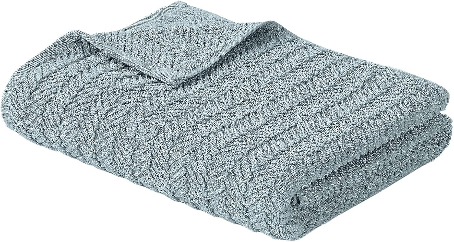 Otis 6-Piece 100% Cotton Towel Set – Zero Twist Jacquard Chevron – Includes 2