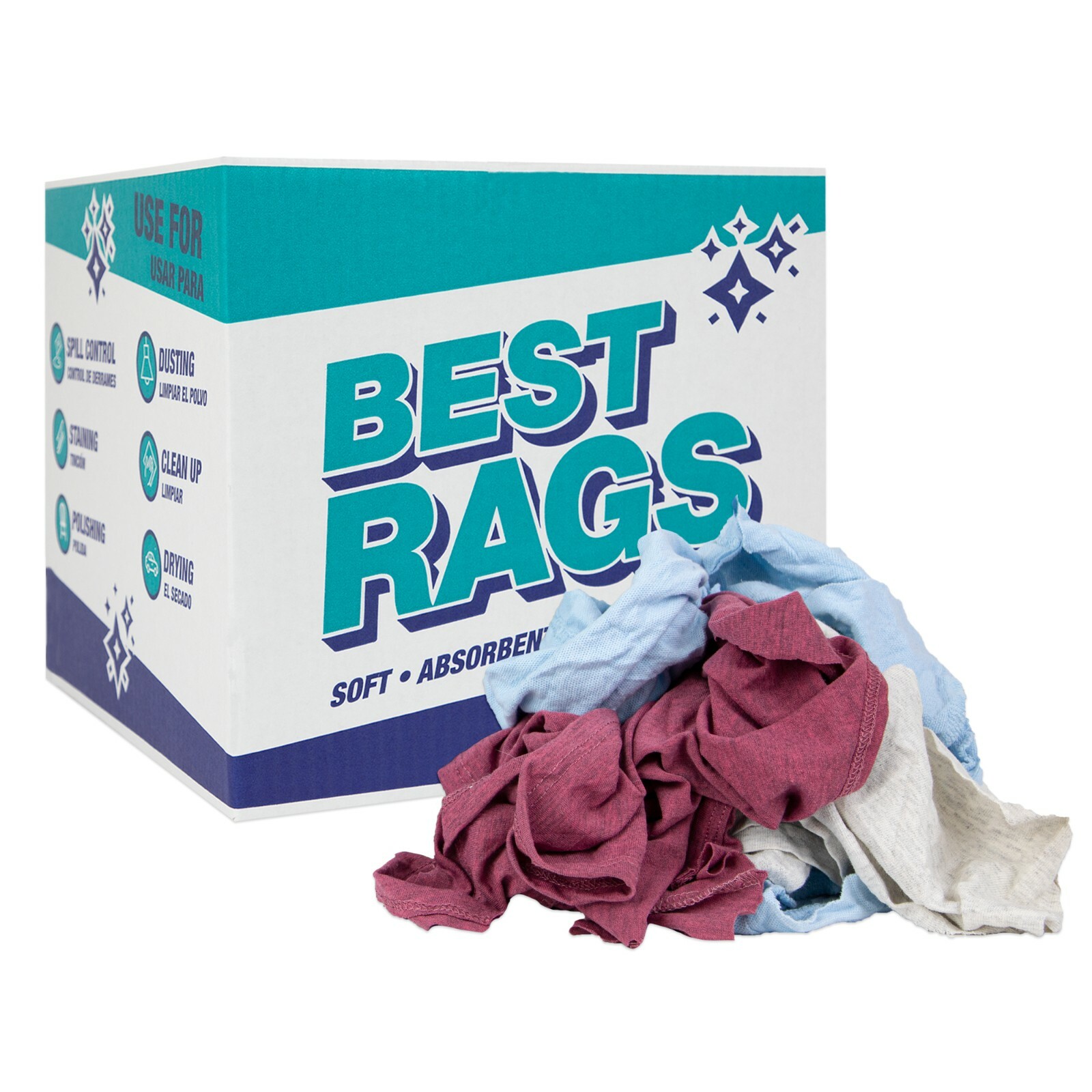 Recycled T-Shirt Rags for Cleaning, Package Size Options, Multi-Purpose, Colors