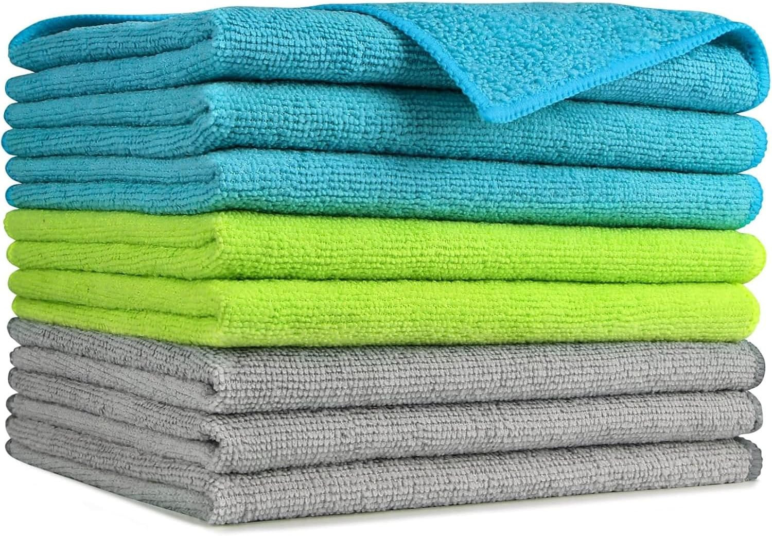 Microfiber Cleaning Cloth-8PK, Soft Microfiber Towels for Cars, Absorbent Cleani