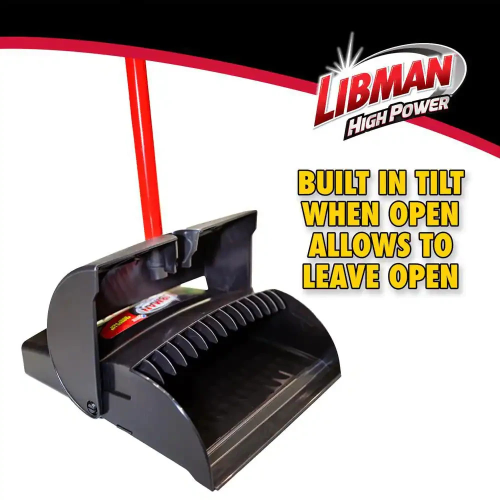 Libman Closed Lid Lobby Heavy Duty Cleaning Dustpan with Long Steel Handle