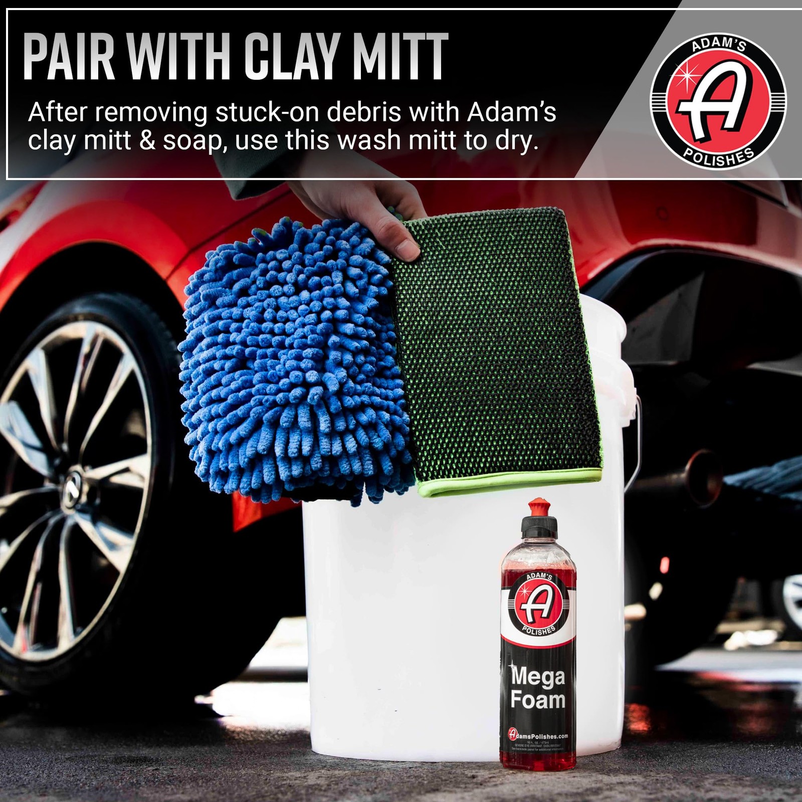 Adam’s Chenille Car Wash Mitt – Premium Soft Microfiber Washing Glove for Car…