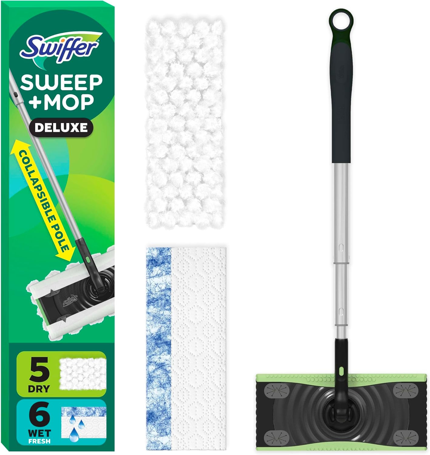 Swiff3r Sweep & Mop Deluxe 2-In-1 Floor Mopping and Sweeping Kit, Multi-Surface