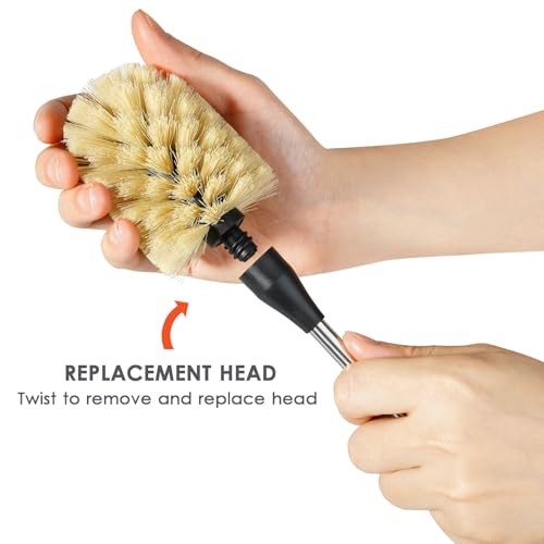 Water Bottle Cleaning Brush with 2 Replaceable Heads, 15 Inch ( Pack of 1)