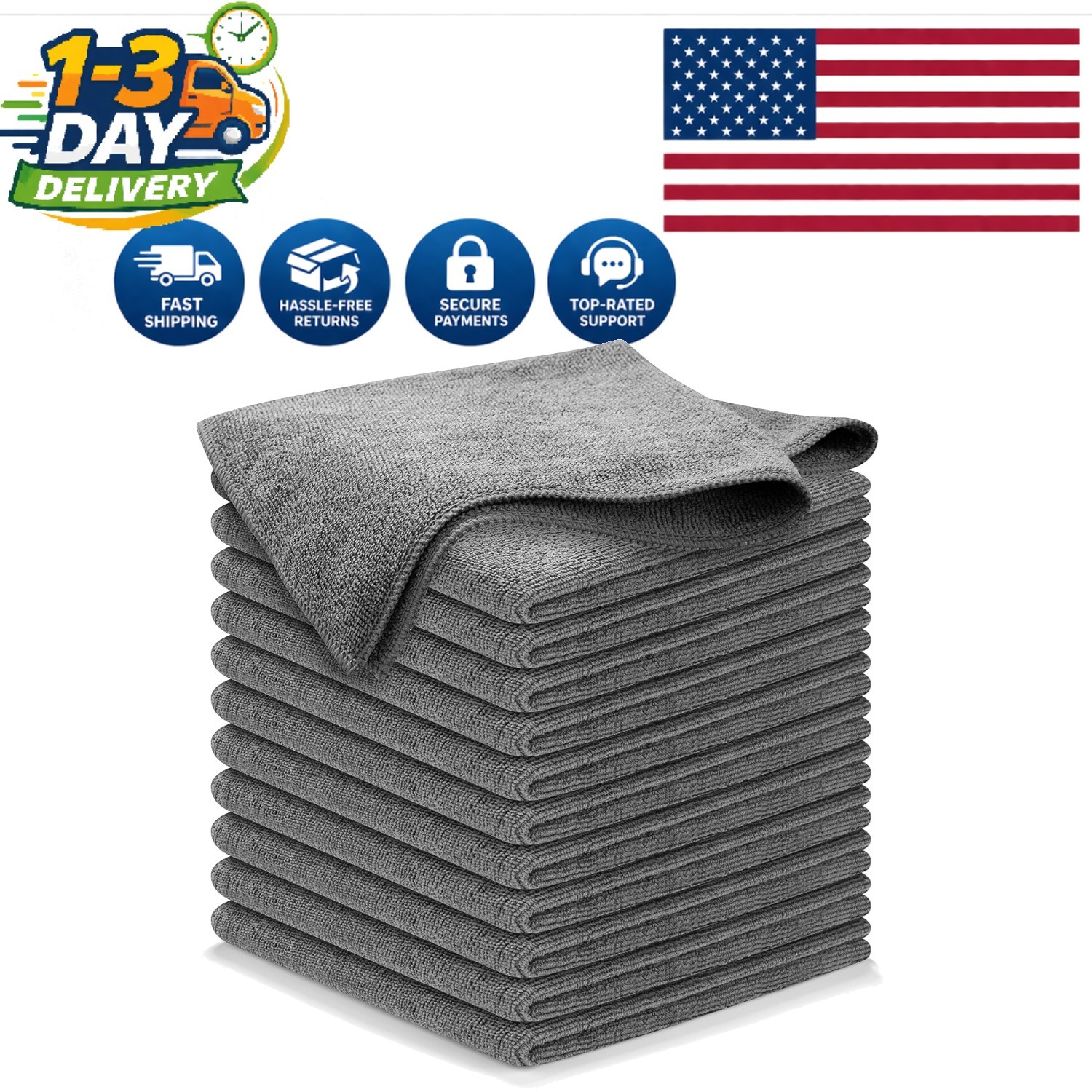 Ultra Absorbent Microfiber Towels – 12 Pcs for 1200 Washes & Streak-Free Results