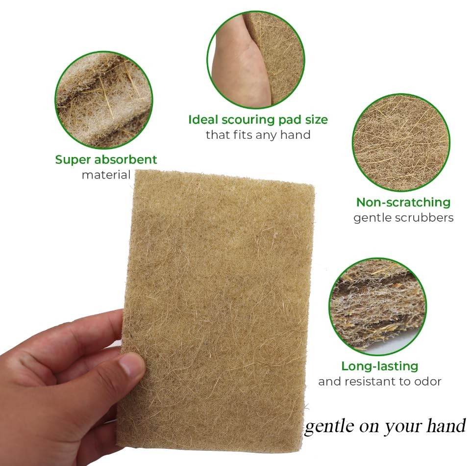 Sisal Scouring Pads 10 Pack NonScratch Dish Scrubbers Eco Friendly Kitchen Pots