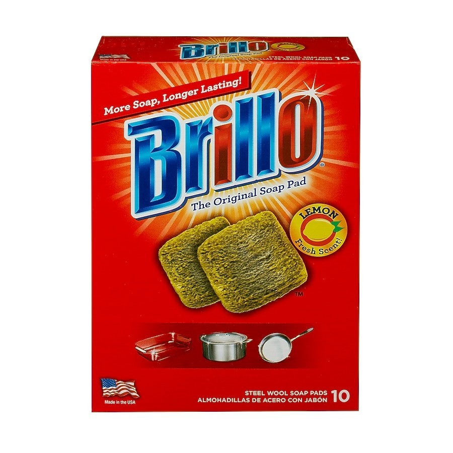 Brillo Lemon Scented Steel wool Scouring soap pad 10 -Pack