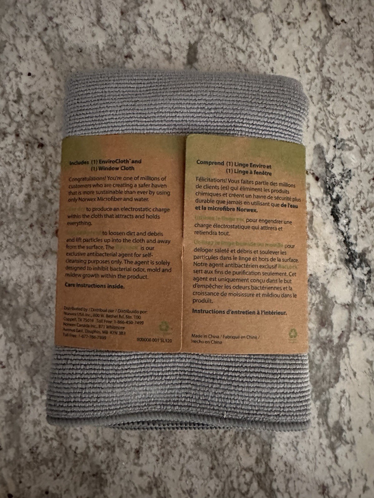 Norwex Basic Micro Fiber Cloths 1 Graphite Enviro, 1 Lavender Window NEW IN PKG