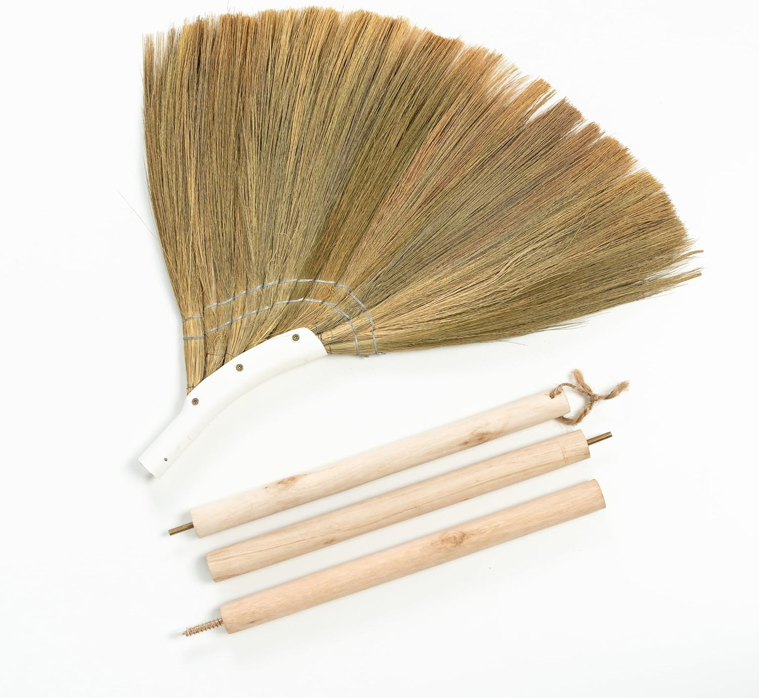 Natural Broom – Indoor Grass Broom – Long Handle Broomstick for House, Garage, O