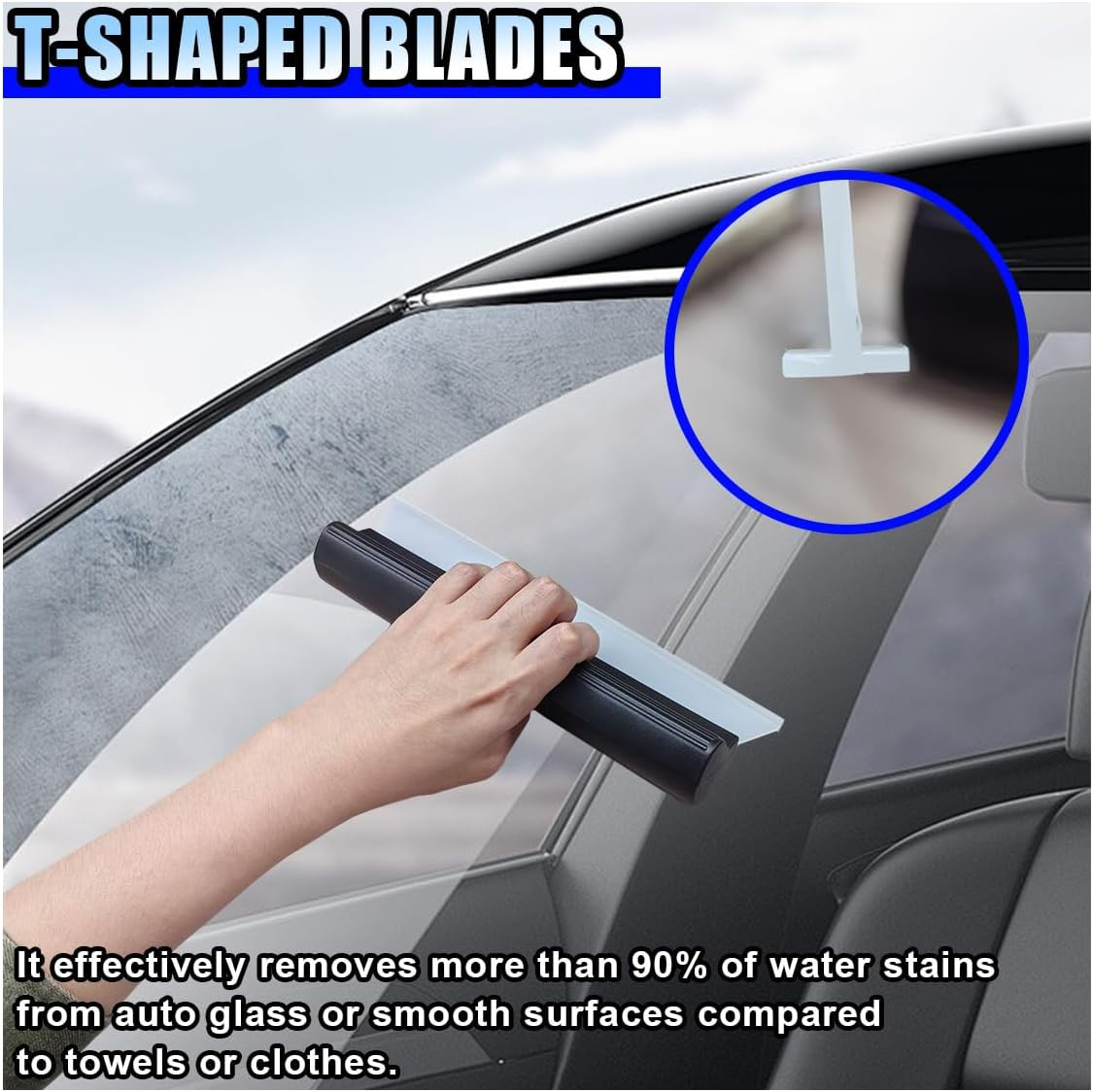 2PCS Automotive Squeegee, 10 Inch T-Bar Water Blade Squeegee for Drying, Flexibl