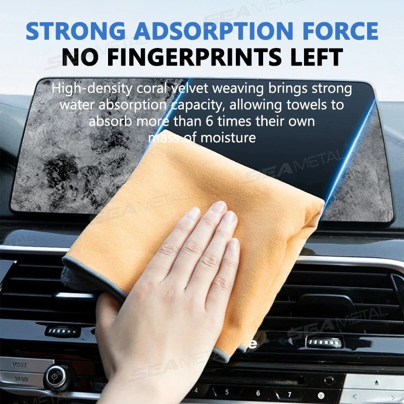 SEAMETAL Microfiber Car Wash Towel 500GSM Ultra Absorbent Double-Sided Cloth