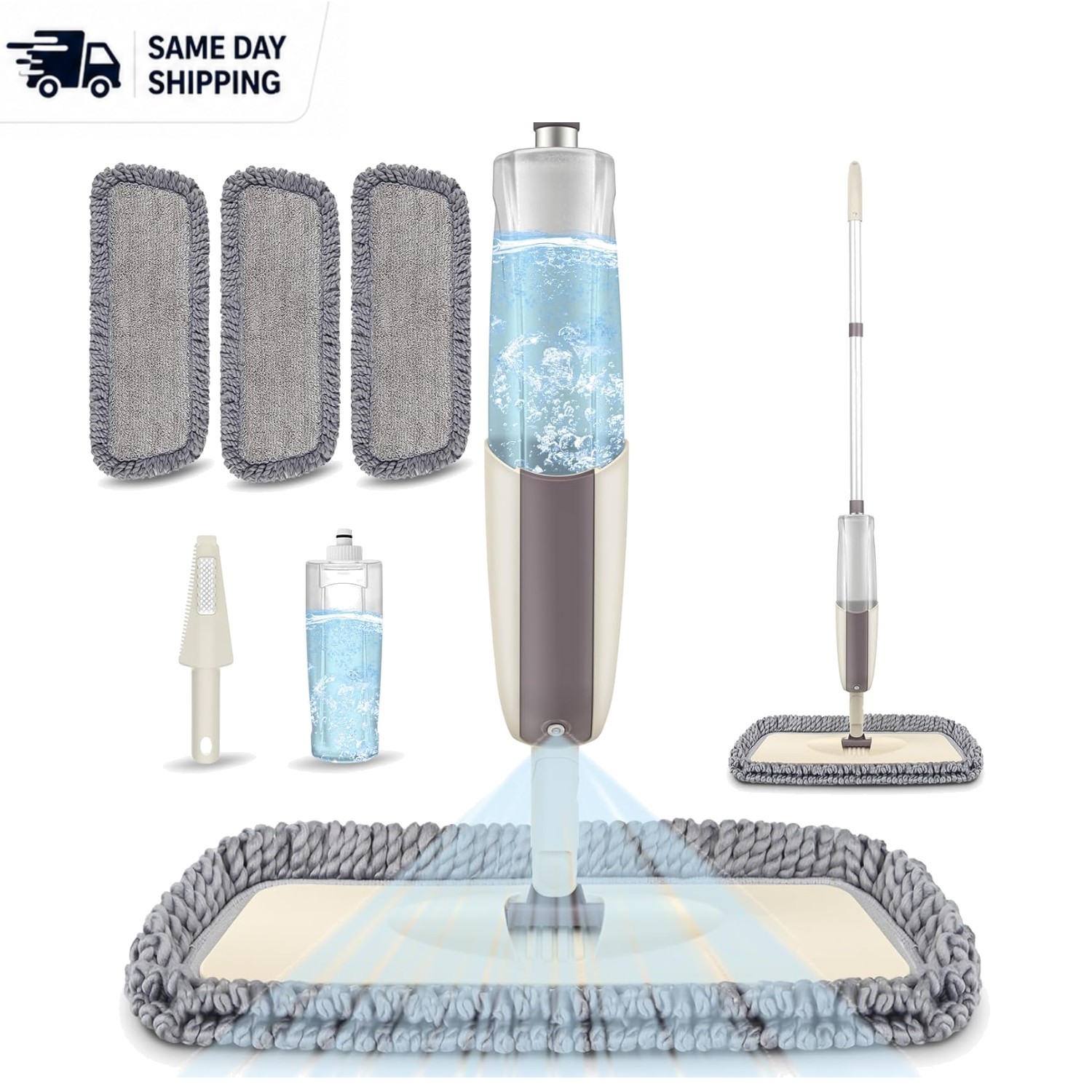 Lightweight 360-Degree Spray Mop with Reusable Microfiber Pads for Easy Cleaning