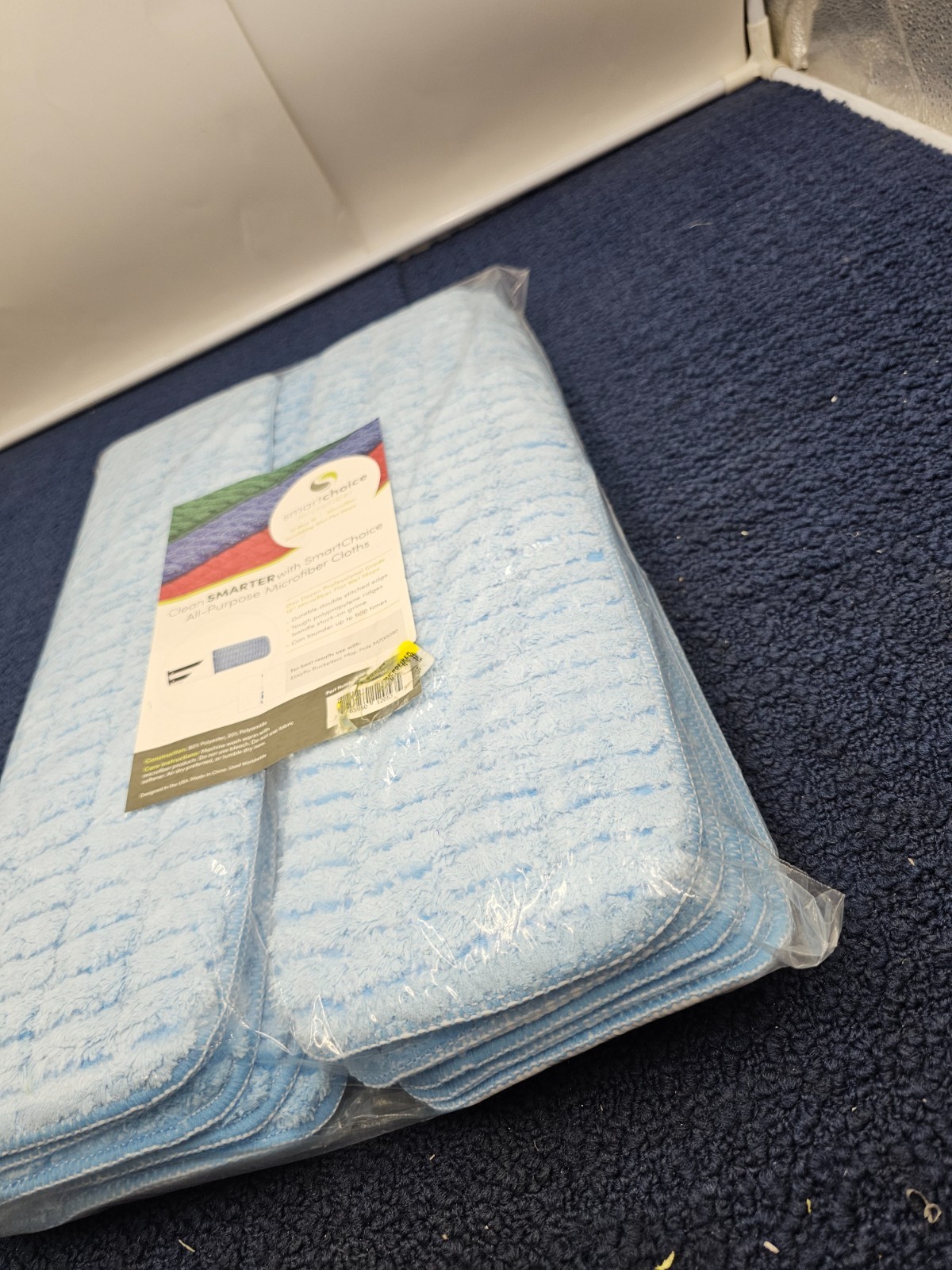 (QTY 12) Smart Choice M800018B All-Purpose Microfiber Cloths 18″ Blue