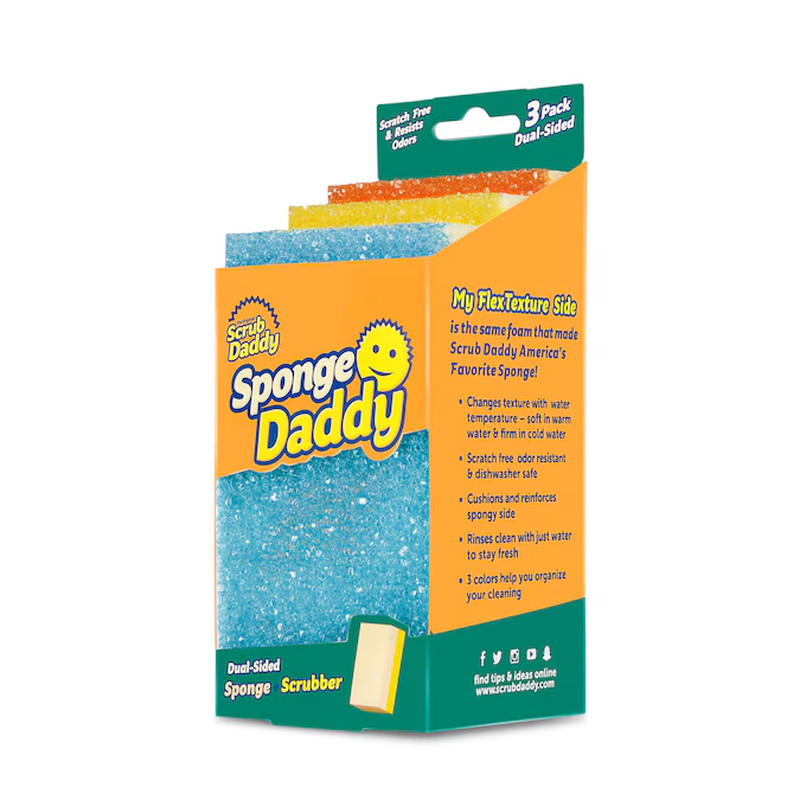 Scrub Daddy Sponge Daddy Cellulose Sponge with Scouring Pad 3-Pack