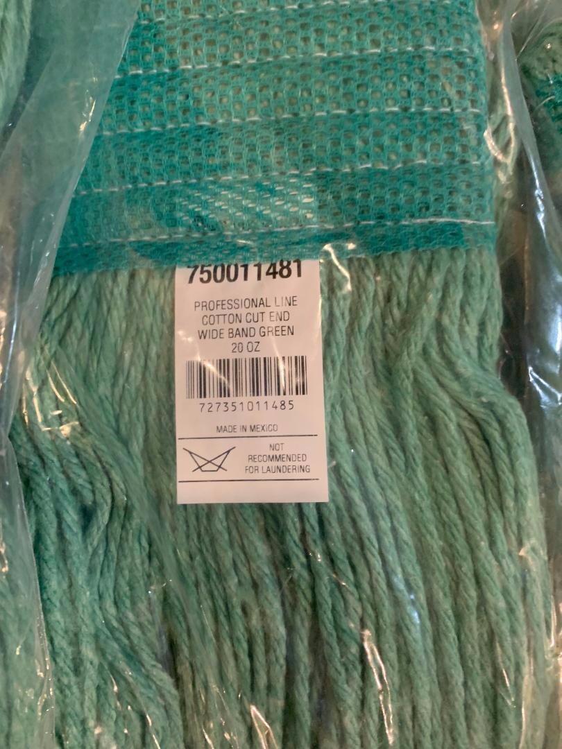 Professional Line Mop Head Cotton Cut End Wide Band Green 20oz. **12-PACK**