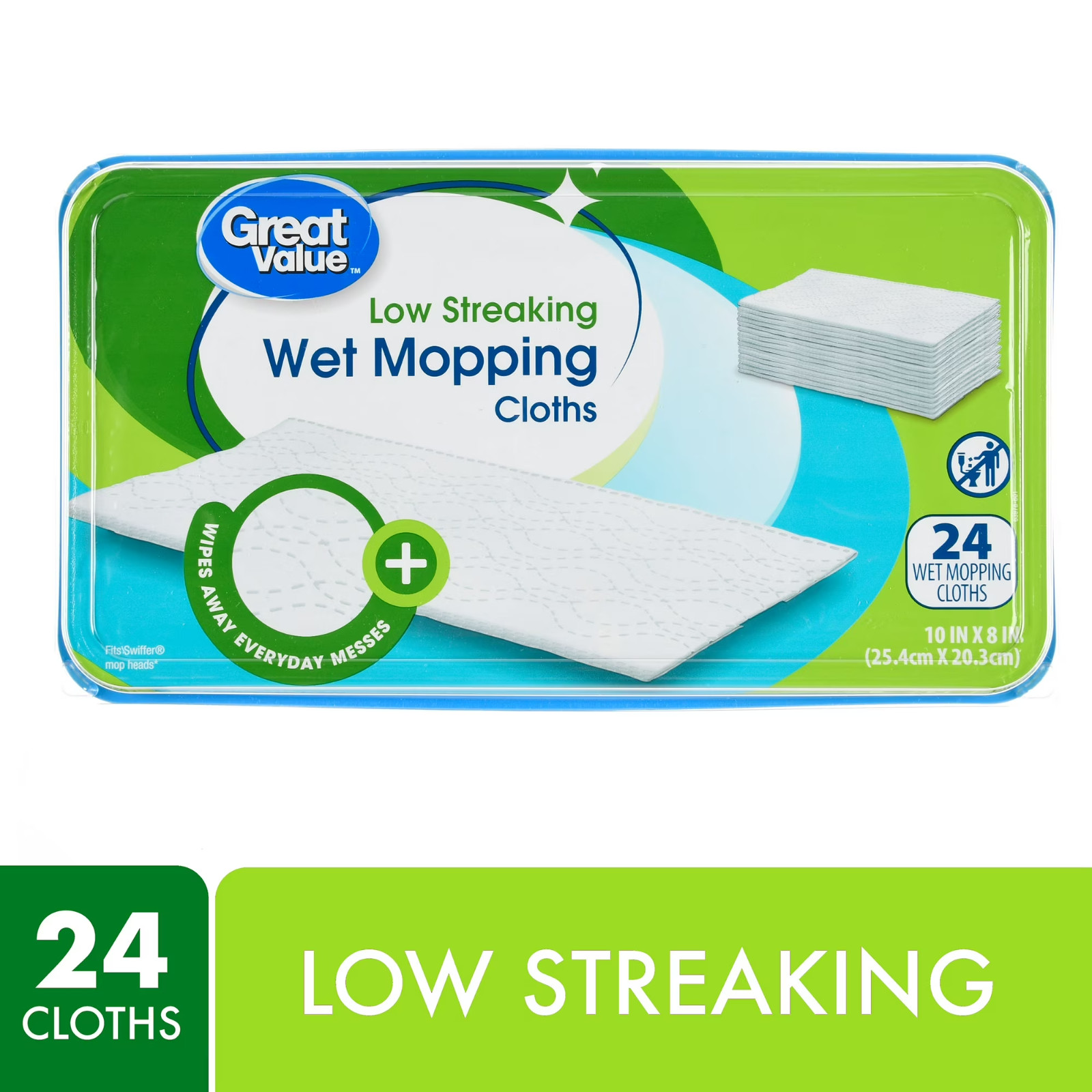 (6 pack) Great Value Low Streaking Wet Mopping Cloths, 24 Count