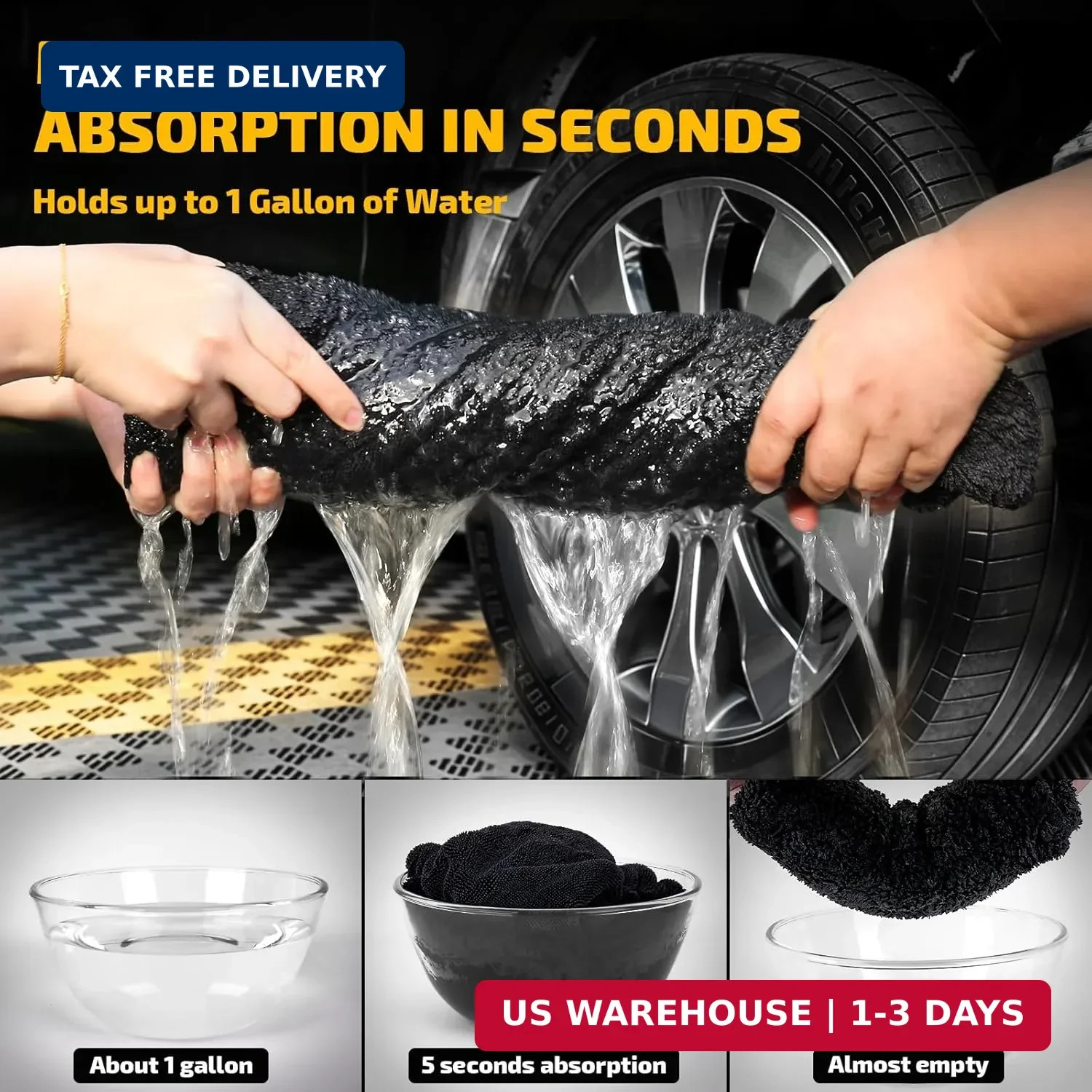 SMINDER 2-Pack 1200 GSM Car Drying Towels – Microfiber Towels for Cars (36″ x 24