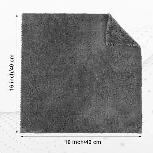 Pcs Edgeless Microfiber Plush Towels for Cars Detailing 16 x 16 Inch 20 Gray