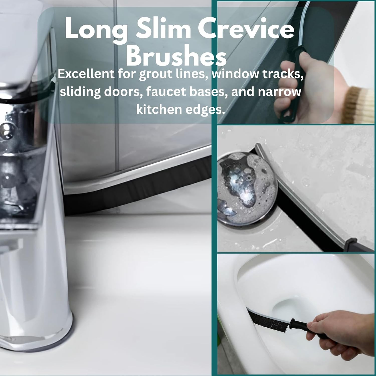 Crevice Cleaning Brush Set 11-Piece Multi-Purpose Hard & Soft Bristle Brushes fo