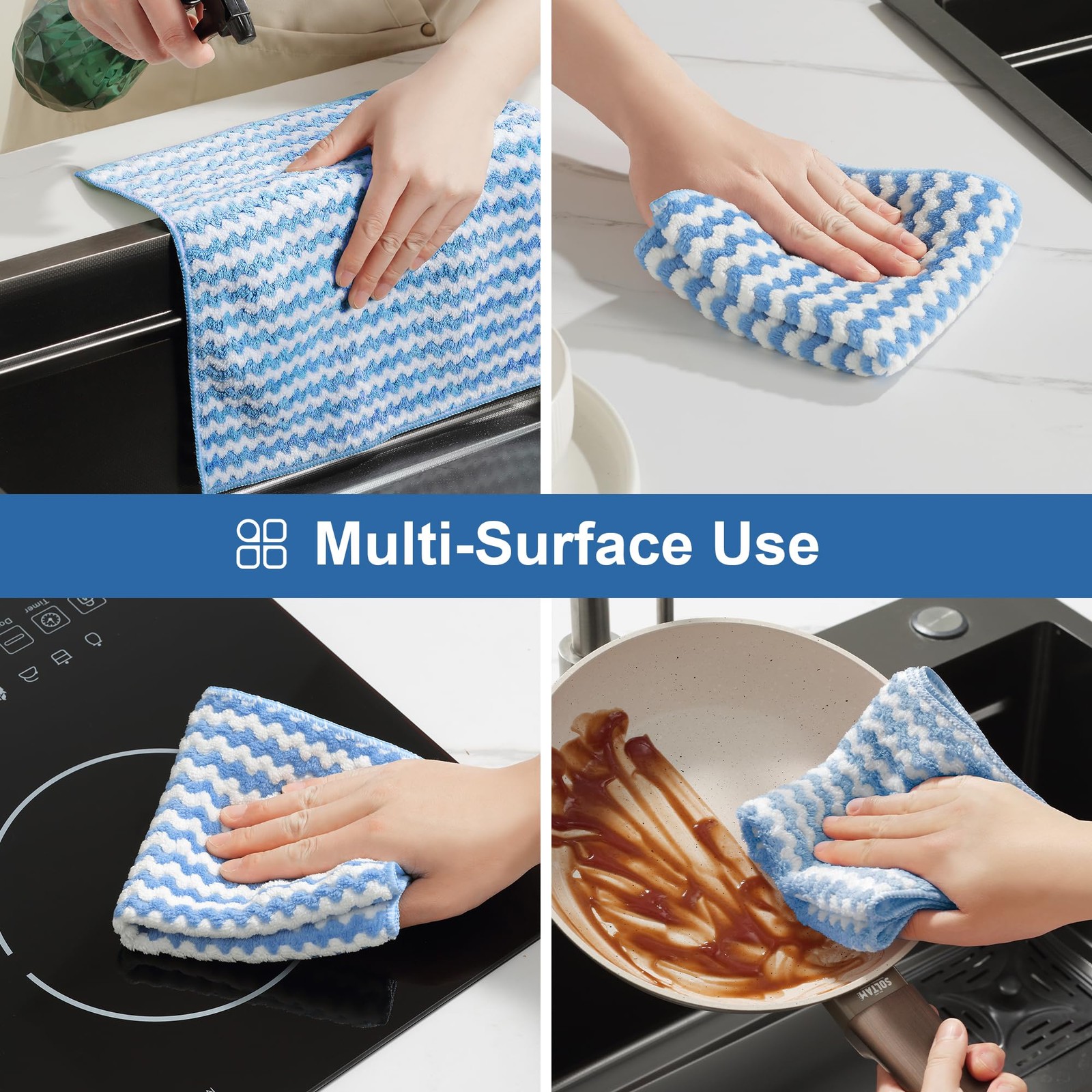 18 Pack Microfiber Cleaning Cloths 10in Lint Free Absorbent Rags