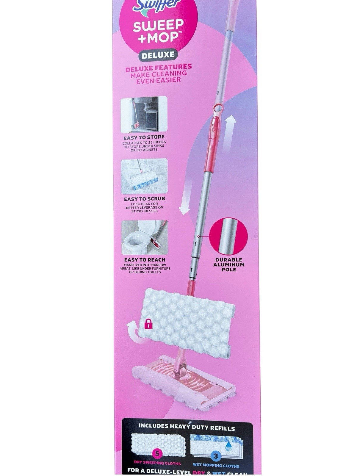 Swifter Wicked PINK Sweep & Mop Deluxe 2-in1 Kit Limited Edition HTF