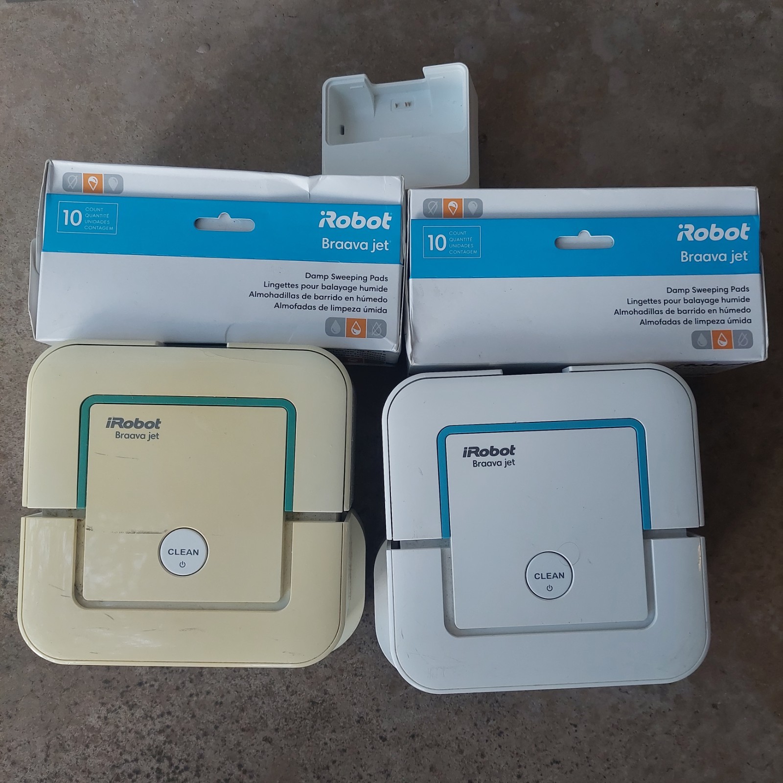 Lot Of 2 iRobot Braava Jet 240 Robot Mops w/ 1 Batteries, 1 Charger