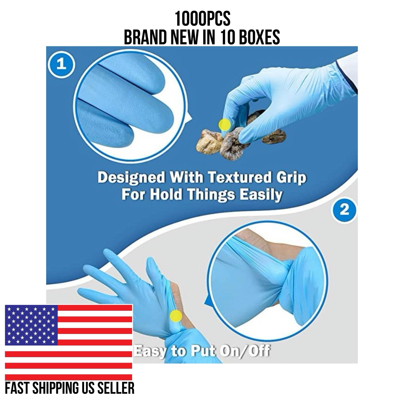 Disposable Gloves Latex-Free Blue Gloves [1000-Count ) Fast Free Shipping USA