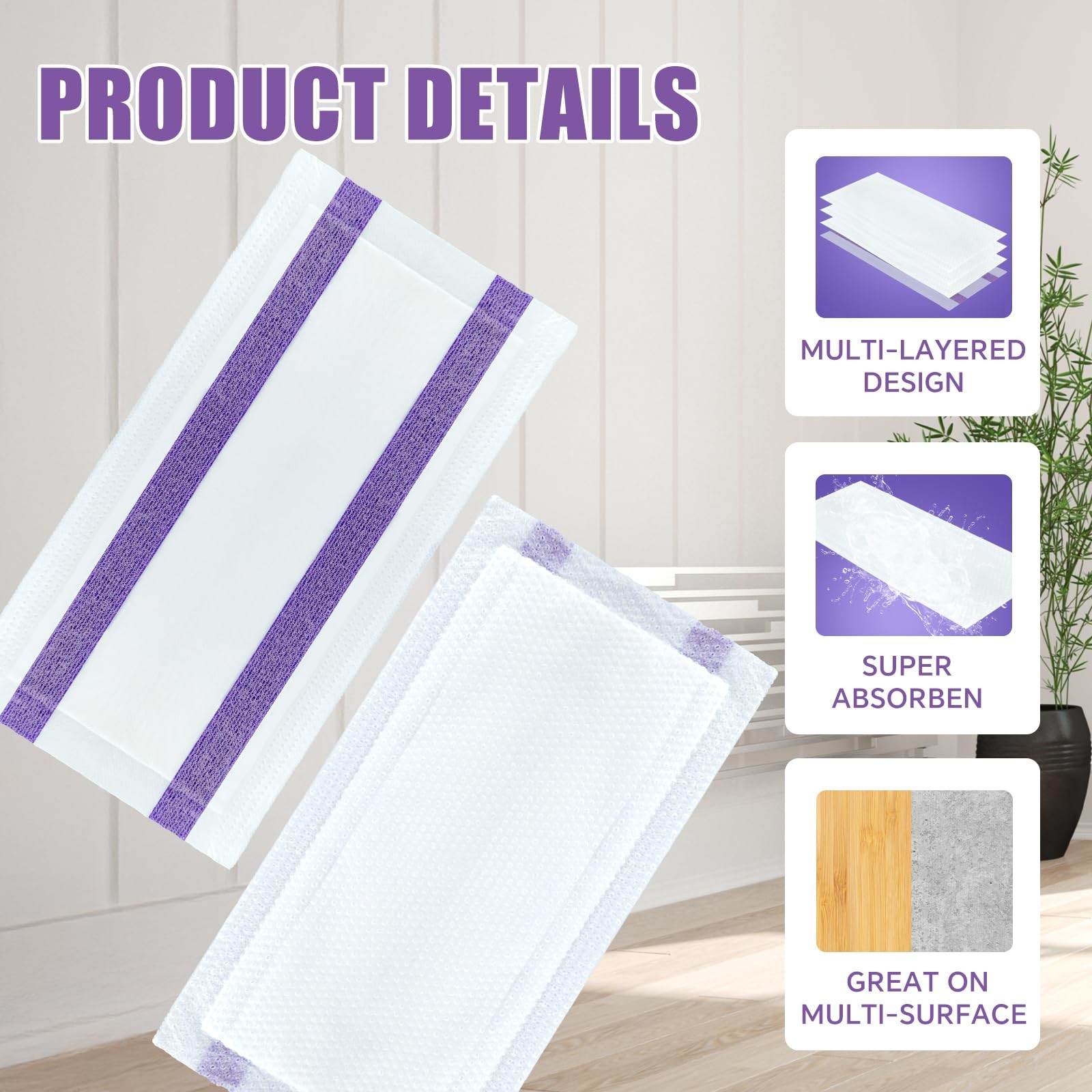 50 Count for Swiffer Wet Jet Pads, Disposable Wet Jet Pads, for Swiffer Wet P…