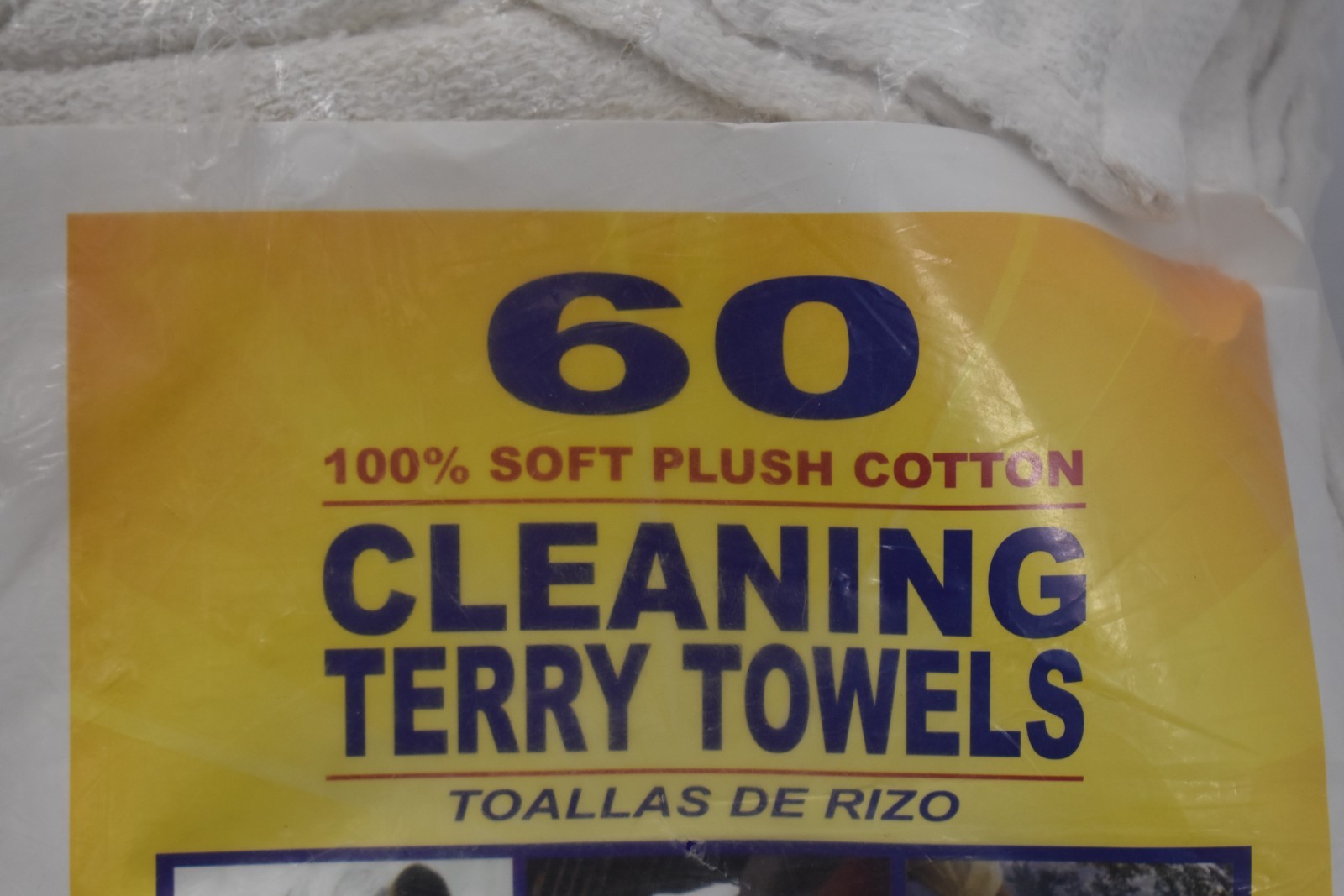 Cleaning Terry Towels 100% Soft Plush Cotton White Multi-Purpose Towels 60 Pack