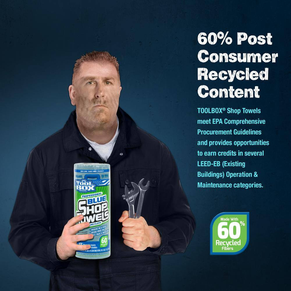 Z400 Blue 55-Count Roll of Shop Towel Cleaning Wipes