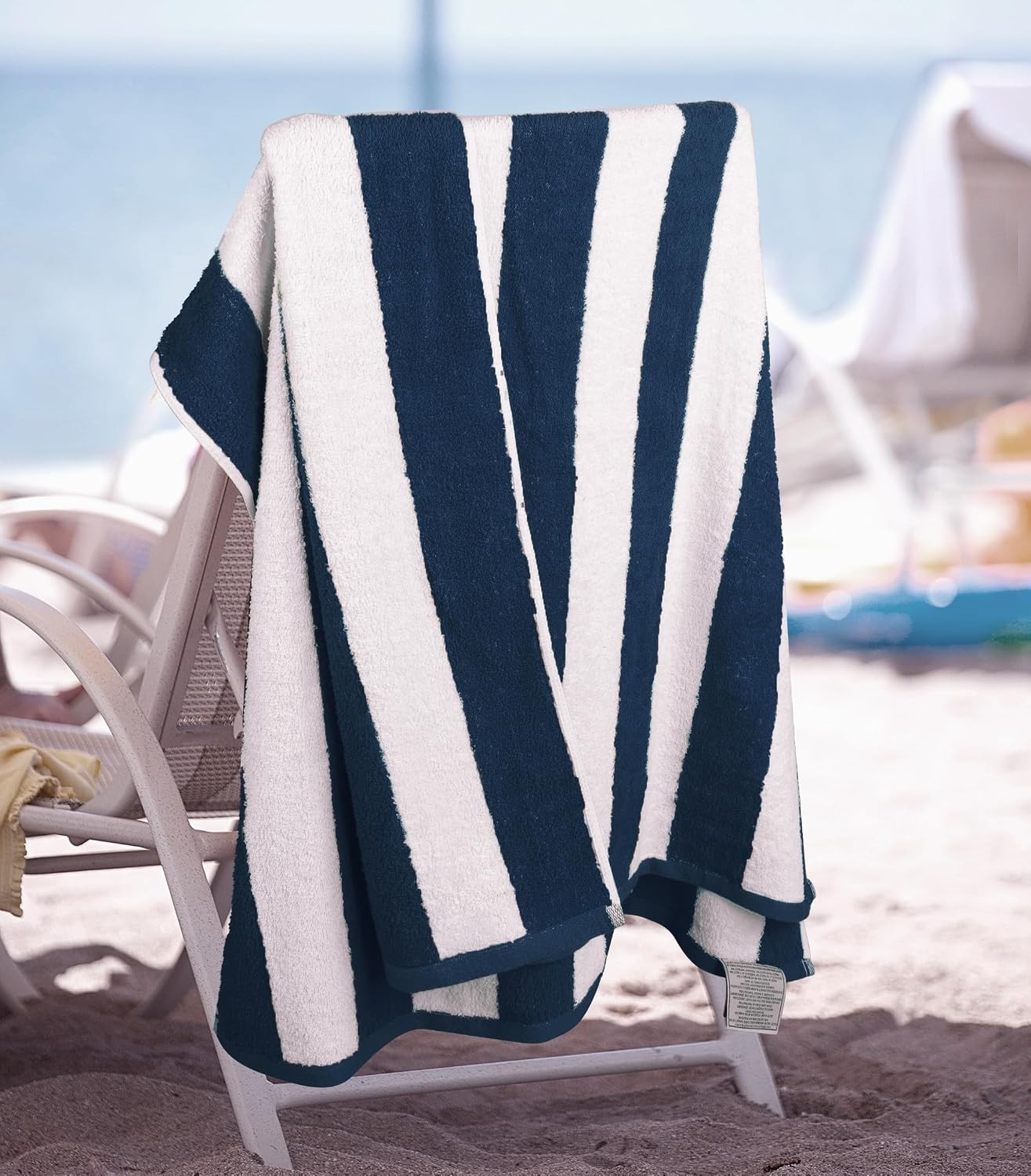 Pack of 4 Cabana Beach Towels, Oversized 30 x 60 Inches Cotton Beach Towel Set,