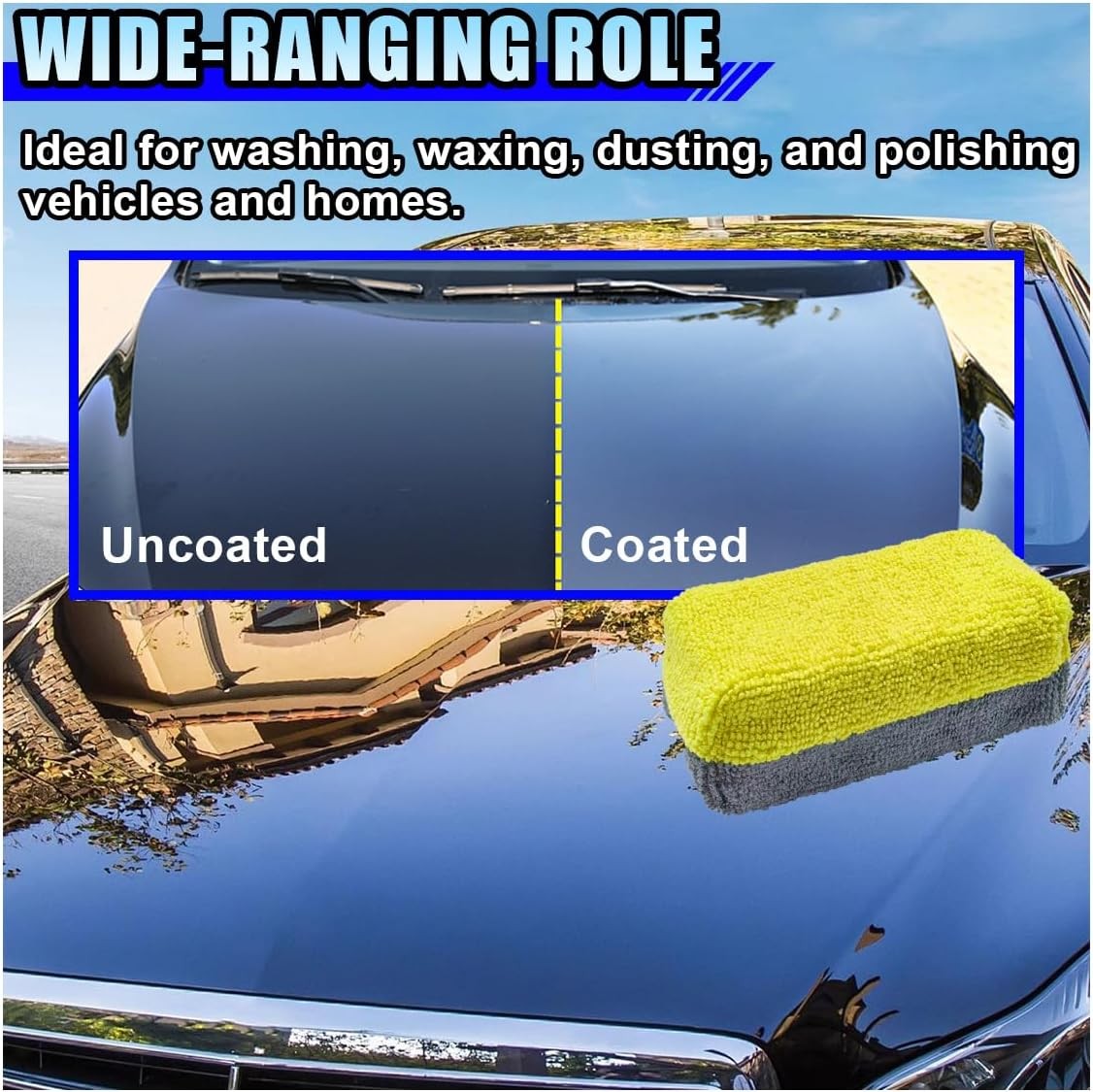 12PCS Ceramic Coating Applicator Sponge, 4.13” x 1.84” Microfiber Car Detailin