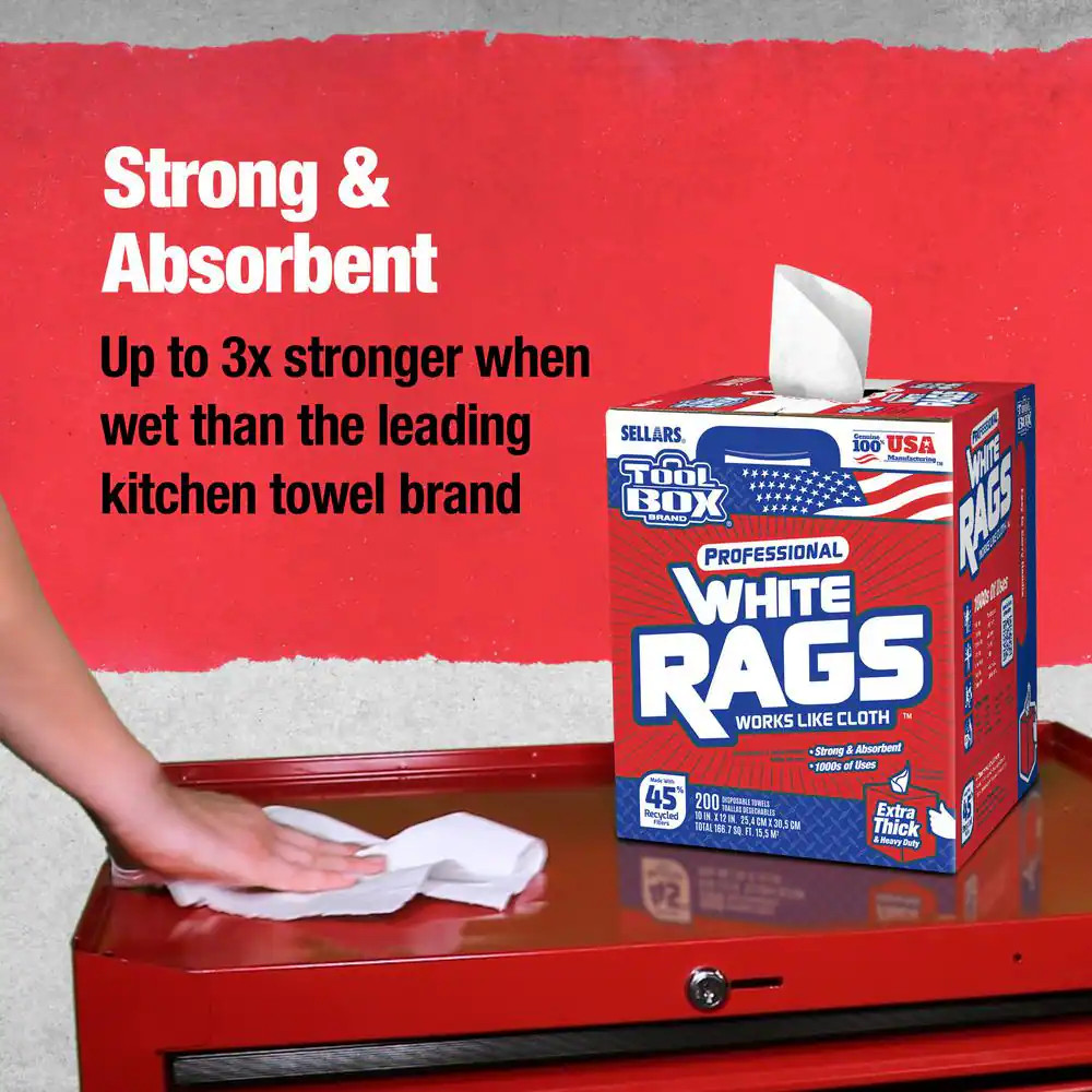 NEW 200-Count Natural Fiber White Painter’s Rags Lint-Free & Highly Absorbent